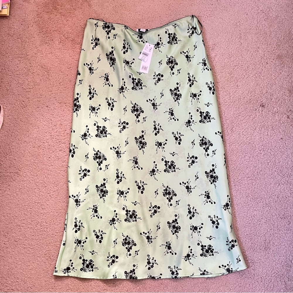 Topshop Mint Green Floral Maxi Skirt